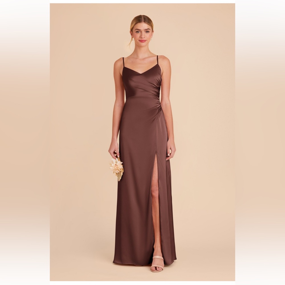 Catherine Matte Satin Dress - Chocolate Brown